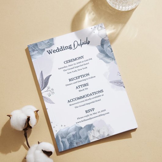 ダスティブルーのロマンティックな結婚式の詳細情報 エンクロージャーカード