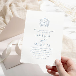 ダスティブルーのヴィンテージクラウン ウェディング 招待状