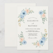 ダスティブルーの優しい春の結婚式 招待状 (正面/裏面)