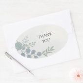 ダスティブルーの植物Thank Youステッカー 楕円形シール (封筒)