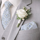 ダスティブルーの民族風ボタニカルウェディングネクタイ ネクタイ