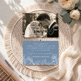 ダスティブルーの百合の写真の結婚式サンクスカード サンキューカード