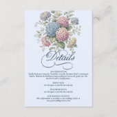 ダスティブルーの紫陽花の花の結婚式同封カード エンクロージャーカード (正面)