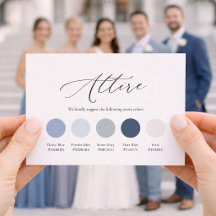 ダスティブルーの結婚式のドレスコードカード