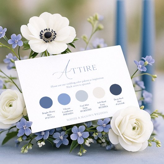 ダスティブルーの結婚式のドレスコードカード 招待状