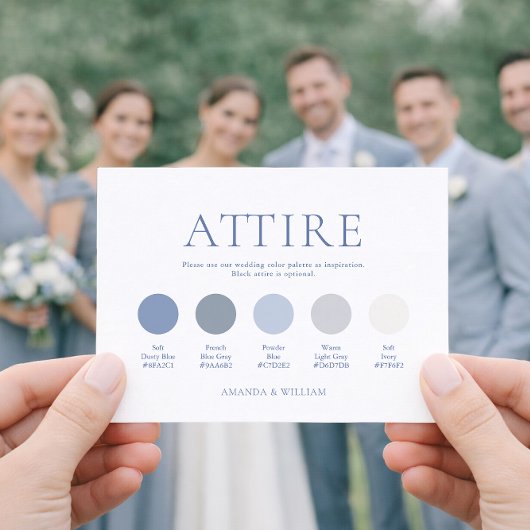 ダスティブルーの結婚式の服装カード 招待状