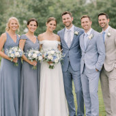 ダスティブルーの結婚式の服装カード 招待状