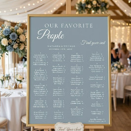 ダスティブルーの結婚式アルファベット順座席表 ポスター