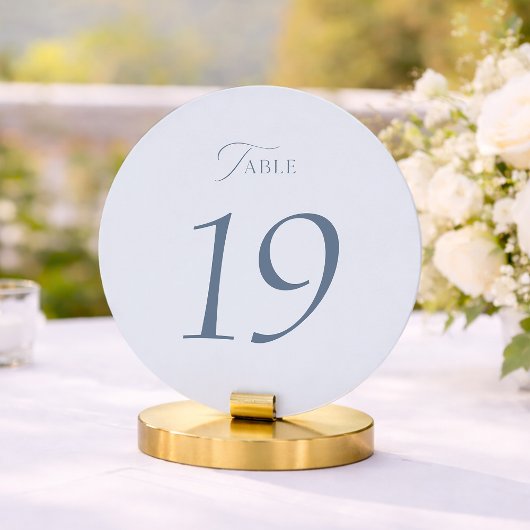 ダスティブルーの結婚式テーブルナンバーサイン 1-19 サンキューカード