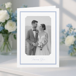 ダスティブルーの結婚式フォトサンクスカード サンキューカード
