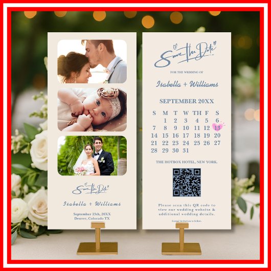 ダスティブルーの結婚式フォトQRコード エレガント