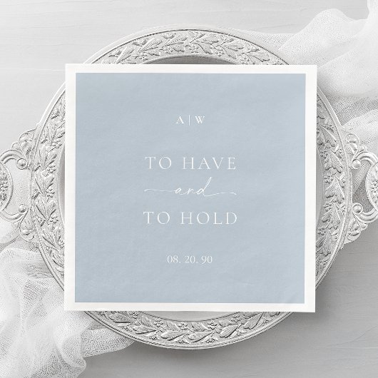 ダスティブルーの結婚式用ナプキン - To Have and To Hold