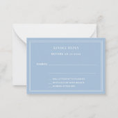 ダスティブルーの結婚式返信RSVP ノートカード (正面)