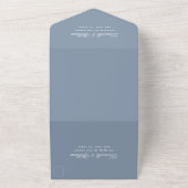 ダスティブルーの結婚式　エレガントなカリグラフィーの体で書かれたＲＳＶＰ オールインワン招待状 (外側)