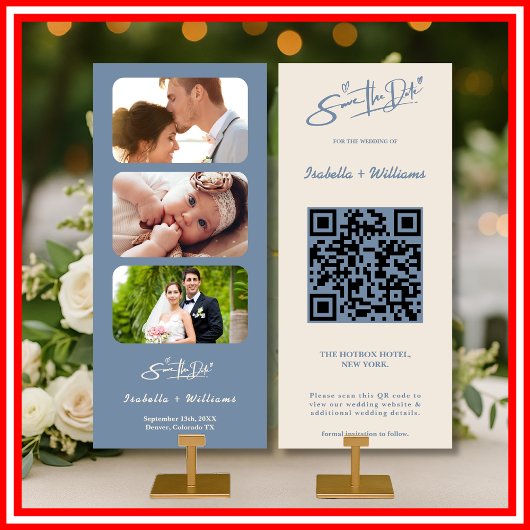 ダスティブルーの結婚式 | 写真QRコード Save the Dates