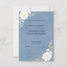 ダスティブルーの結婚式RSVPカード