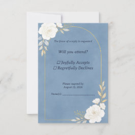 ダスティブルーの結婚式RSVPカード 出欠カード
