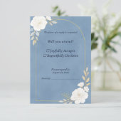ダスティブルーの結婚式RSVPカード 出欠カード (スタンド正面)