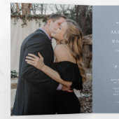 ダスティブルーの結婚式RSVP QRコードミニマリスト2枚の写真 三つ折り招待状 (内部最初)