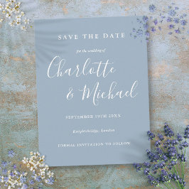ダスティブルーの結婚式Save the Dateカード ポストカード