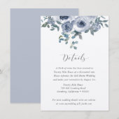 ダスティブルーの花とグレーの結婚式詳細カード ノートカード (正面/裏面)