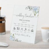 ダスティブルーの花とユーカリの結婚式タイムラインサイン 台座サイン (インサイチュ)