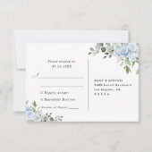 ダスティブルーの花とユーカリの結婚式RSVPカード 出欠カード (裏面)