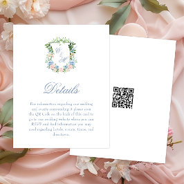 ダスティブルーの花のクレスト ウェディング詳細カード エンクロージャーカード
