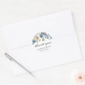 ダスティブルーの花のサンキューステッカー ラウンドシール (封筒)