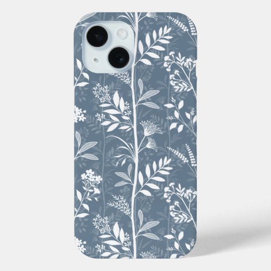 ダスティブルーの花のシルエットガーデン Case-Mate iPhoneケース (裏面)