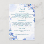 ダスティブルーの花の水彩結婚式詳細カード エンクロージャーカード (正面)