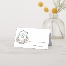 ダスティブルーの花冠の結婚式プレイスカード プレイスカード