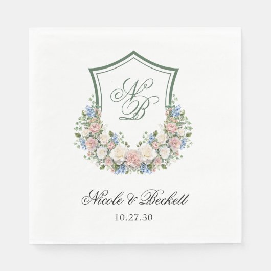 ダスティブルーの花冠の結婚式 スタンダードランチョンナプキン (正面)