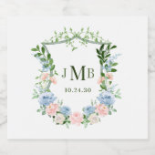 ダスティブルーの花冠の結婚式 スパークリングワインラベル (シングルラベル)
