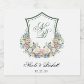 ダスティブルーの花冠の結婚式 スパークリングワインラベル (シングルラベル)
