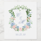 ダスティブルーの花冠の結婚式 ワインラベル (シングルラベル)