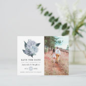ダスティブルーの花嫁の結婚式事前お知らせはがきデザイン ポストカード (スタンド正面)