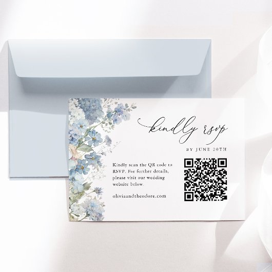 ダスティブルーの花嫁QRコード結婚式 出欠カード