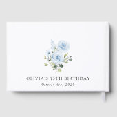 ダスティブルーの花、グリーン、ボホ、誕生日 ゲストブック (裏面)