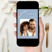 ダスティブルーの象牙色の写真付き結婚式Save the Date セーブザデート