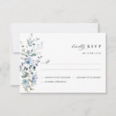 ダスティブルーの野の花 フローラル ウェディング RSVP カード (正面)