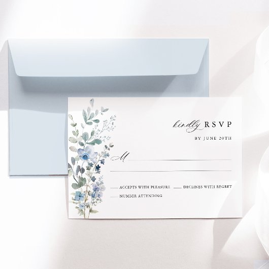 ダスティブルーの野の花 フローラル ウェディング RSVP カード