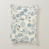 ダスティブルーの野花の草原の植物パターン アクセントクッション (裏面(縦))