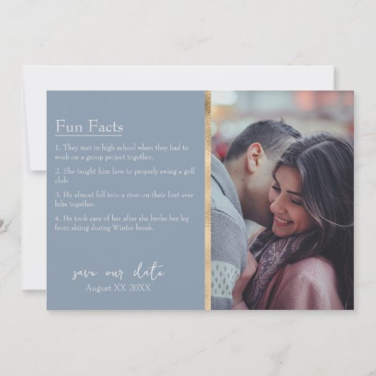 ダスティブルーのBride & Groom Facts Photo 招待状 (正面)