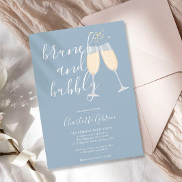ダスティブルーのBrunch Bubbly Script ブライダルシャワーパーティー 招待状