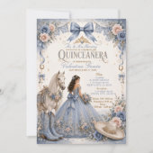 ダスティブルーのCharra Quinceañera招待状 招待状 (正面)