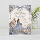 ダスティブルーのCharra Quinceañera招待状 招待状 (スタンド正面)