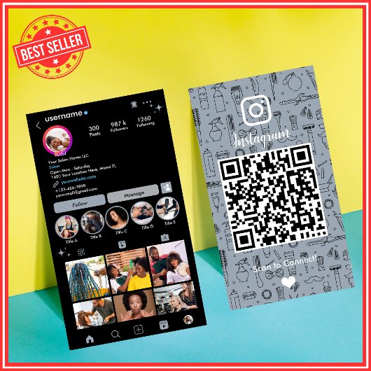 ダスティブルーのInstagramサロンQRソーシャルメディア 名刺