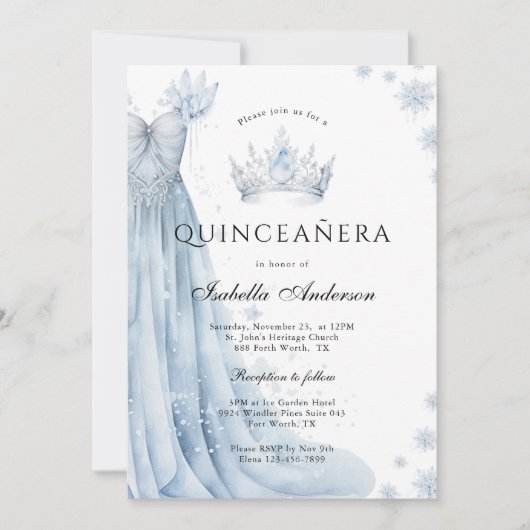 ダスティブルーアイシーウィンターキンセアニェラ招待状 招待状 (正面)