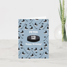 ダスティブルーアイスホッケースティック、スケートパック誕生日 カード